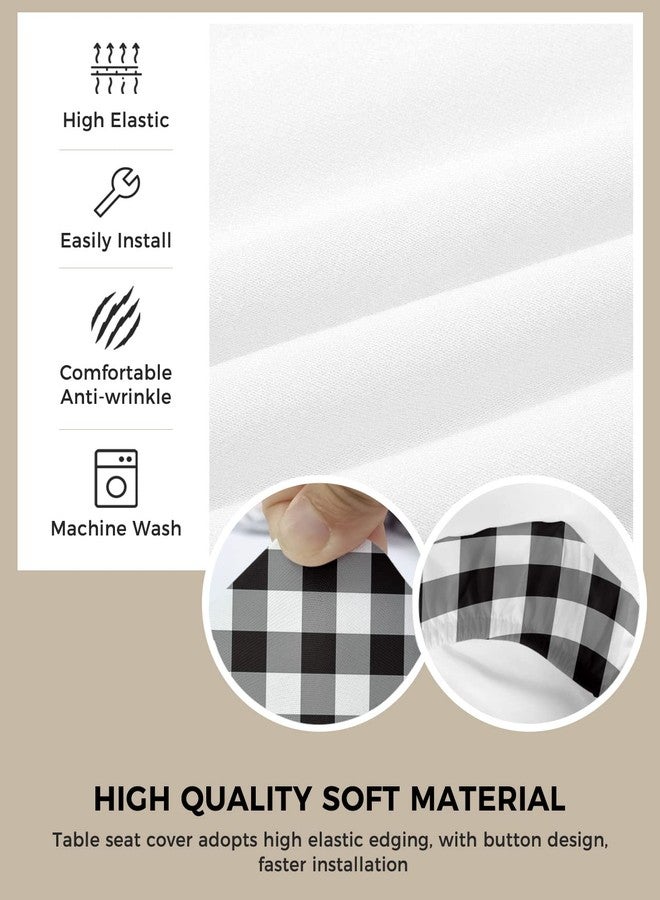 Savannan Dining Room Chair Seat Covers, Classic Black and White Plaid Buffalo Check Christmas Decor Removable Stretch Chair Seat Cushion Slipcovers Protector for Holiday Party Festival Decoration, Set of 4 - Image 2